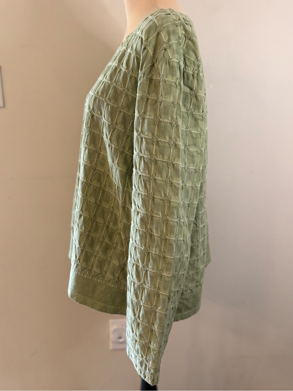 Focus moss green sweatshirt embroidered textured square pattern SZ XL - Picture 3 of 11